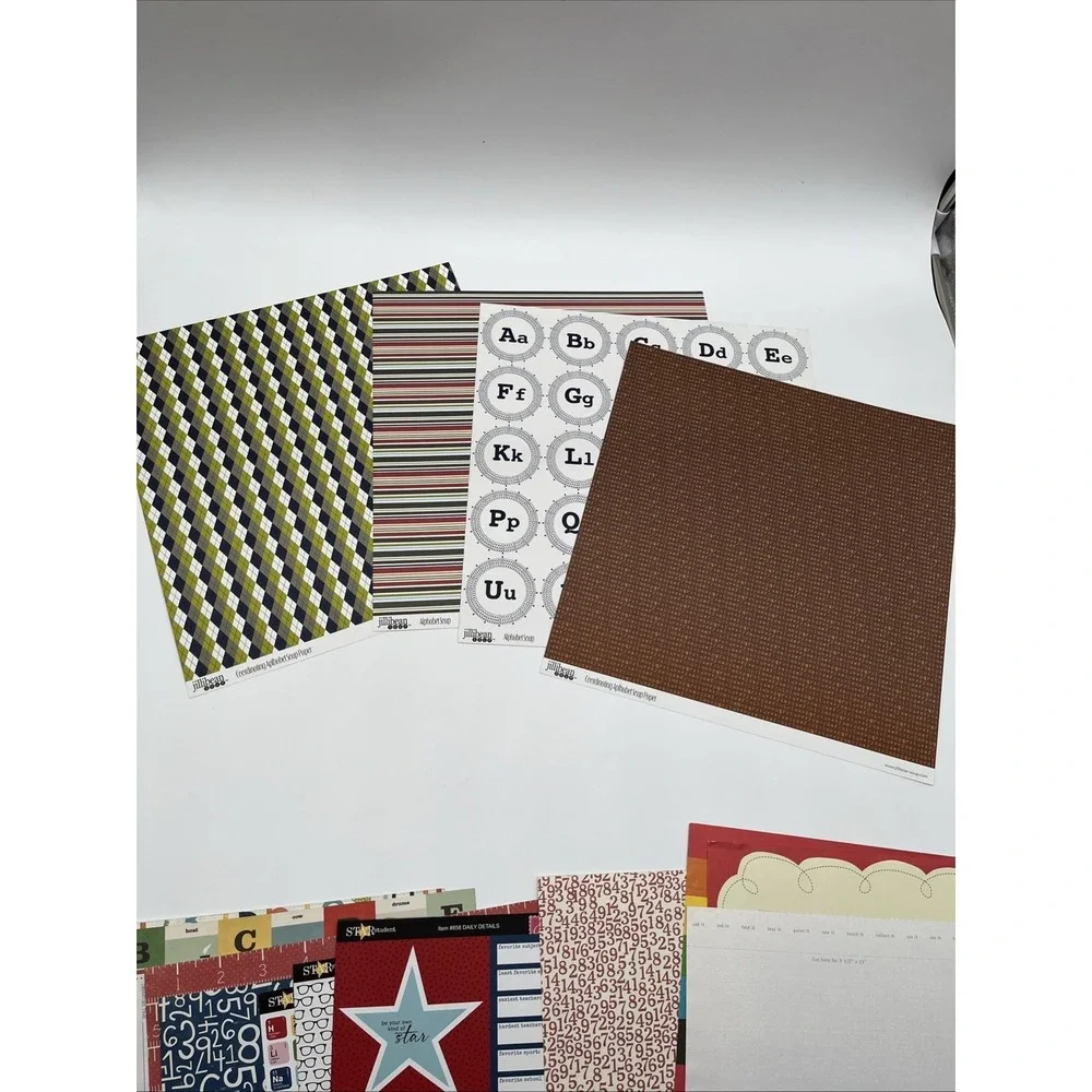 12x12 School Scrapbook Paper Lot Pink Paislee Bella Blvd Simple Stories‎